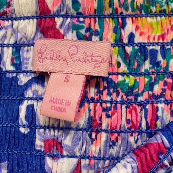 Lilly Pulitzer smocked waist silk skirt - Picture 3 of 4